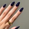 Простой темно-синий темпераментный белый короткий миндальный ноготь Европейский и американский стиль Ins нейл-арт накладные ногти