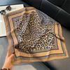 Leopard print double-sided two-color herringbone silk scarf, small square scarf, sun protection, high-end sense, high-quality shawl neck scarf, scarf.
