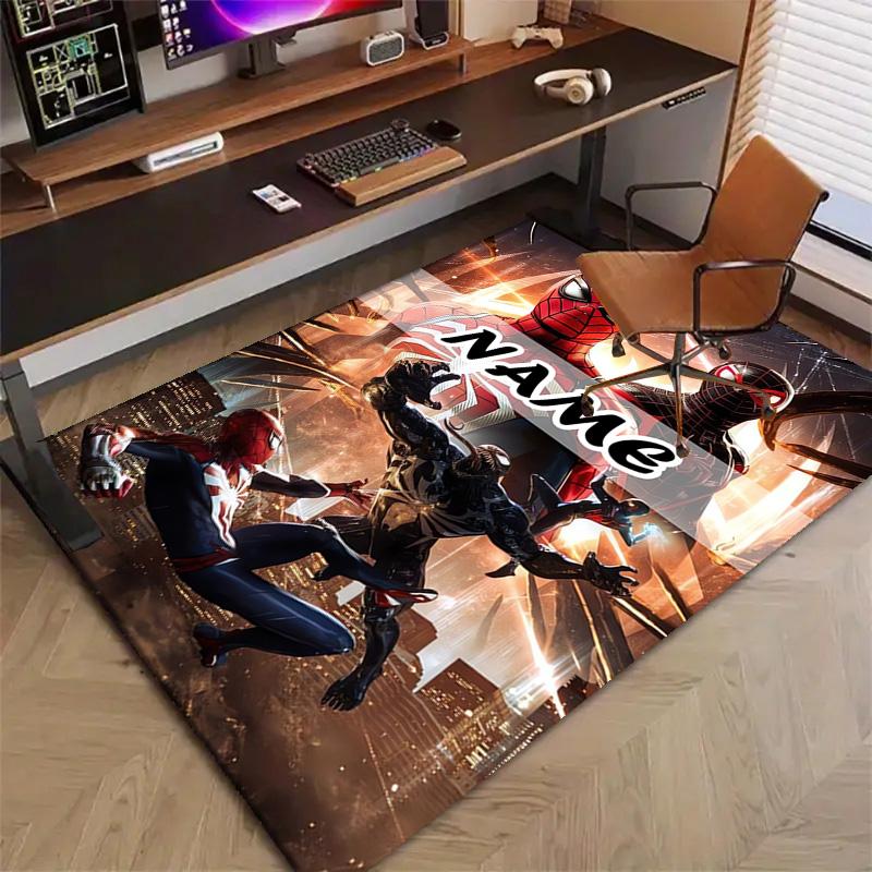 Custom Spider Man Mat Personalized Name, Polyester Washable Indoor Entryway Rug, Gift for Christmas, Easter, Thanksgiving Day