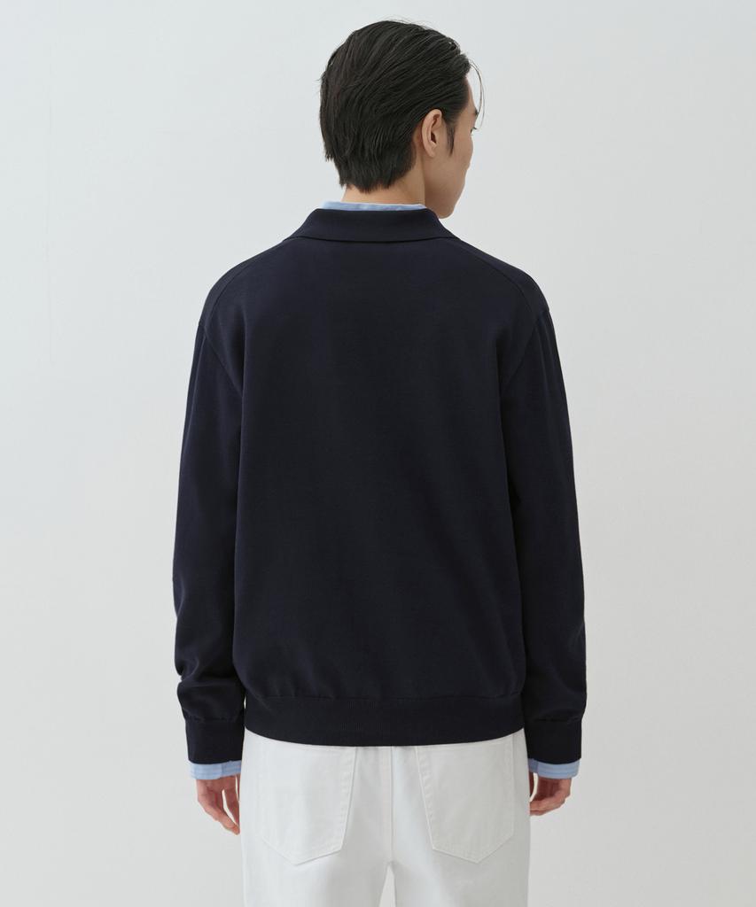 MUSINSA STANDARD Washable Supima Cotton Long Sleeve Knitted Polo Shirt [Navy]