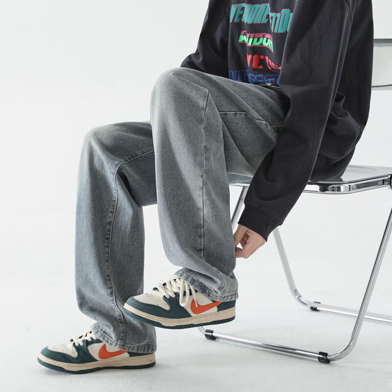 Dingfengbaoluo Мужские американские джинсы из денима в стиле хай-стрит