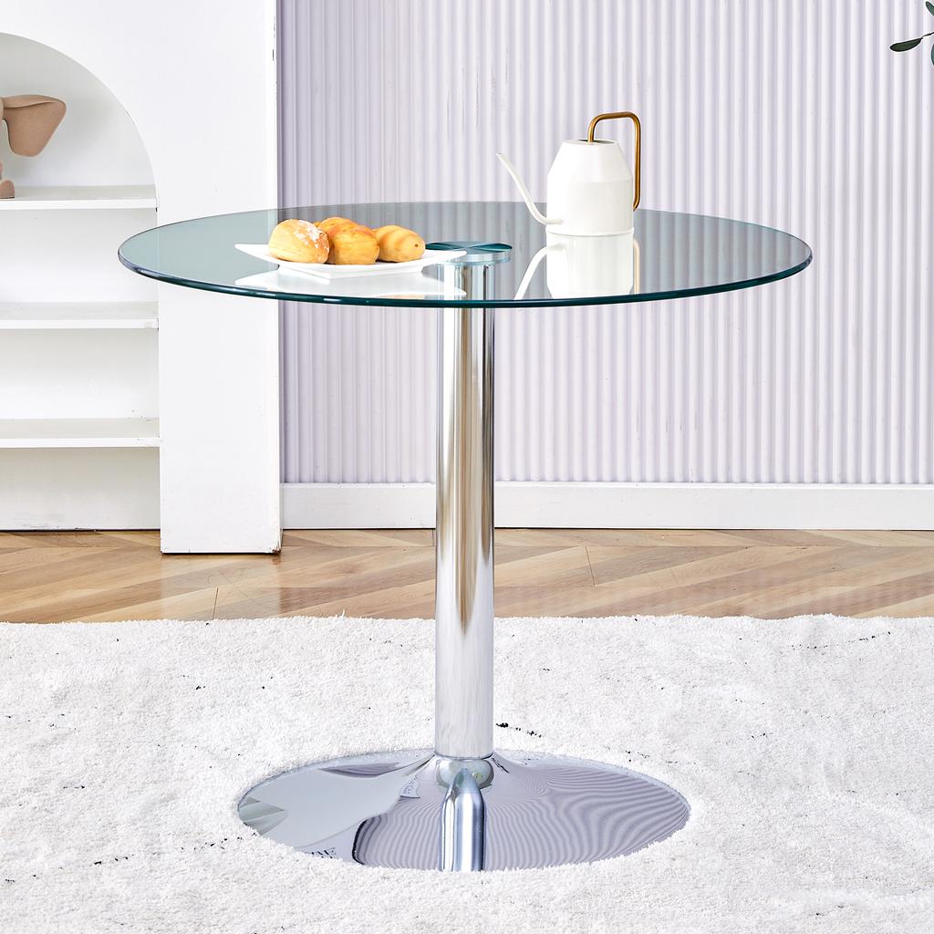 Modern minimalist glass bar table: With a diameter of 85 cm and a height of 76 cm, it is the choice for a light luxury structure.