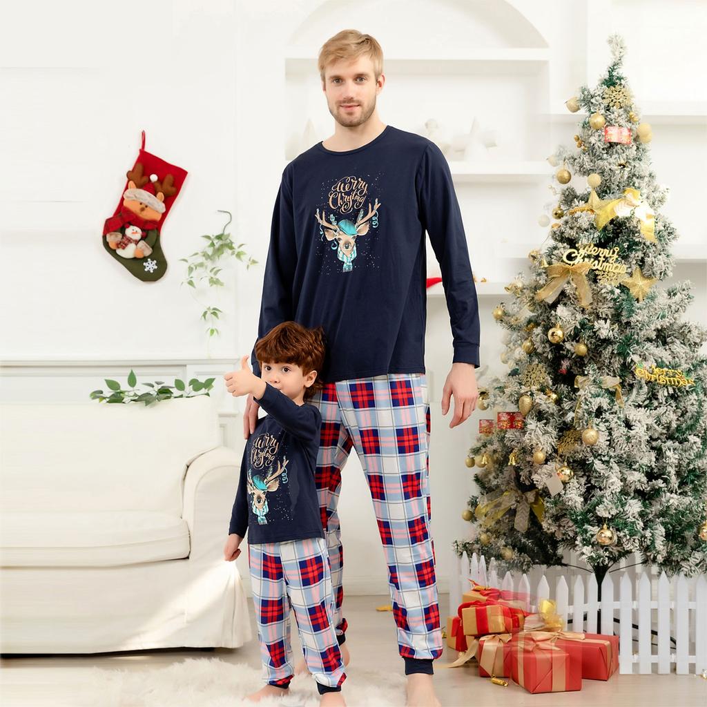 Рождественский семейный комплект для родителей и детей с домашним принтом РОЖДЕСТВЕНСКАЯ ПИЖАМА, комплект из двух предметов
