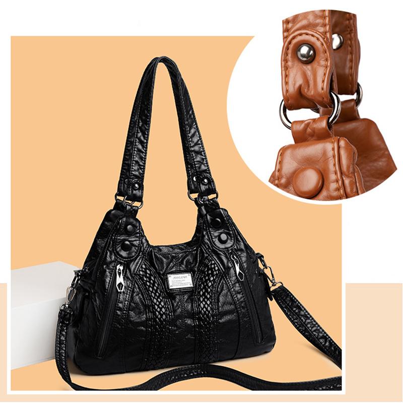 Роскошные дизайнерские женские кожаные сумки через плечо, повседневные сумки кроссбоди с несколькими карманами, вместительные сумки