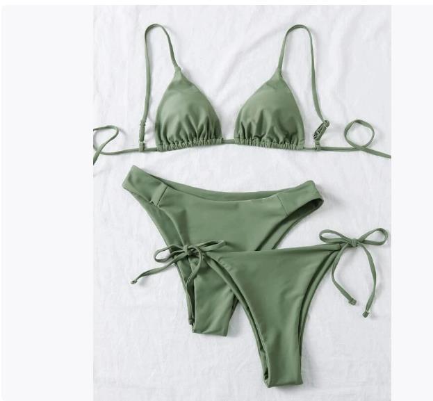 New bikini threepiece swimsuit women's split swimsuit solid color sexy suspender