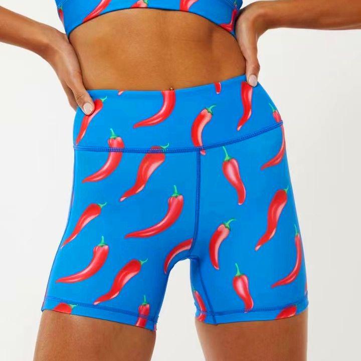 Спортивные шорты для йоги с принтом в европейско-американском стиле с высокой талией для женщин