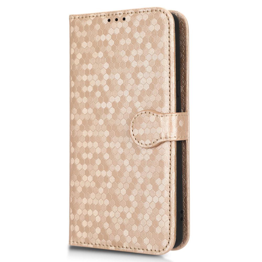 For Samsung Galaxy A54 5G Shockproof Wallet Stand Dot Pattern Imprinted Phone Cover PU Leather Case with Strap