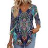 Women's T Shirt Print 3/4 Sleeve Fashion Basic V- Neck Regular Top