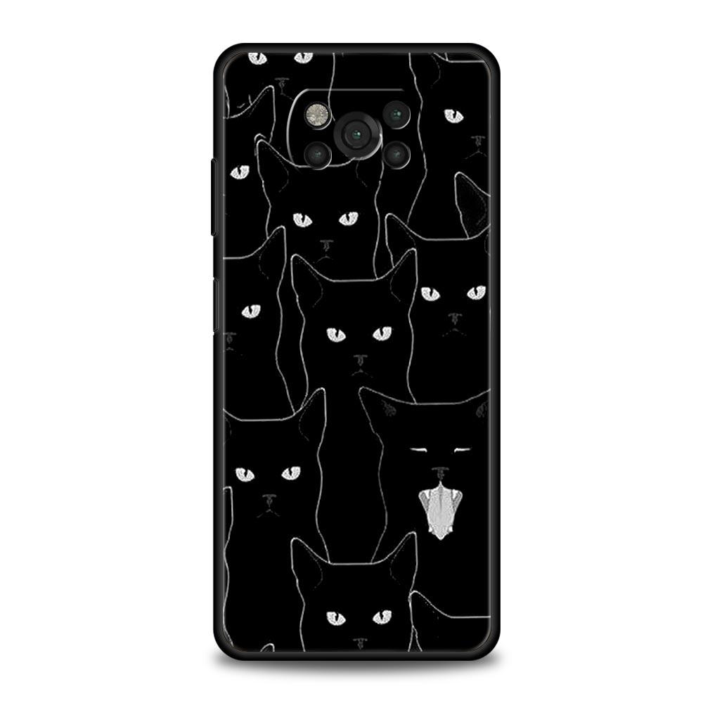 Черный кот Мультяшный Милый Чехол для Телефона Для Xiaomi Poco X5 Pro X4 X3 NFC F5 Pro F4 F3 GT M5 M4 Pro 5G M3 C51 C50 C55 Мягкий Чехол