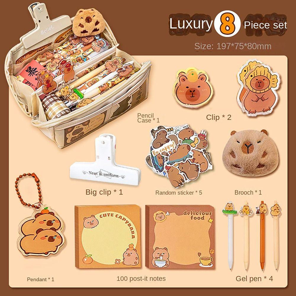 Пенал с принтом капибары, милый, многофункциональный, большой емкости, сумка для хранения канцелярских принадлежностей, 9 слоев, сумка для ручек, студенческая сумка для карандашей, подарок