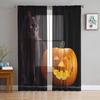 Кошка Тыква Черный Хэллоуин Оранжевый Тюль Оконные Шторы Гостиная Из Органзы Прозрачная Вуаль Шторы Спальня Кухня Домашний Декор