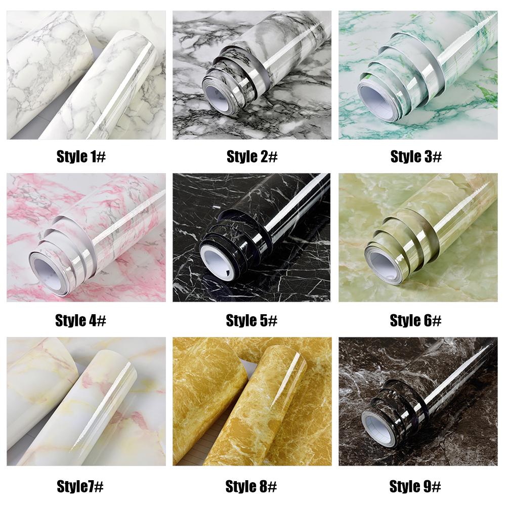 5m Marble Pattern Water-resistant Moistureproof Removable Self Adhesive Wallpaper Peel & Stick PVC Wall Stickers for Living Room Bathroom Kitchen Cou
