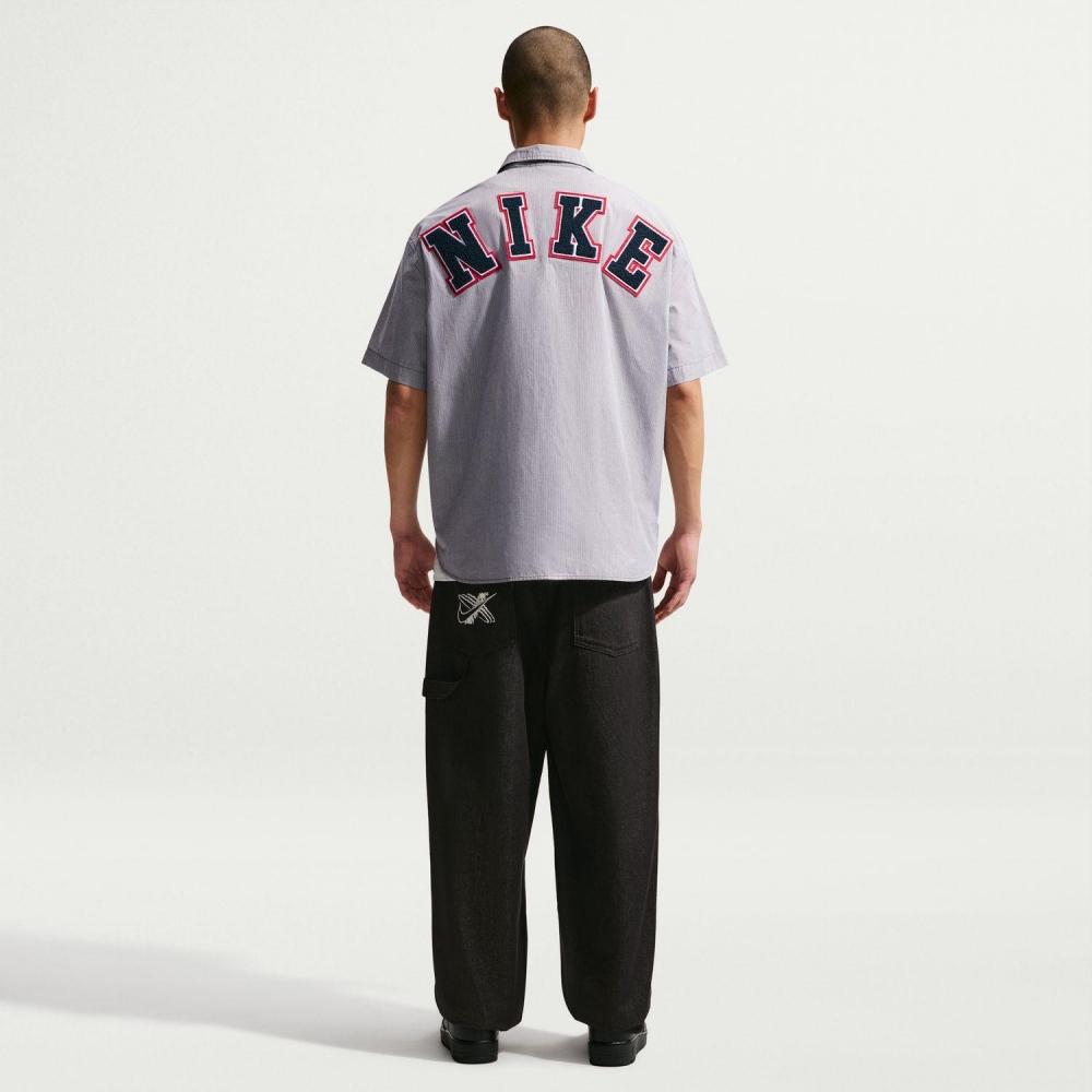 Nike Мужская рубашка с коротким рукавом и пуговицами, пух, If0927 060, антрацит/белый