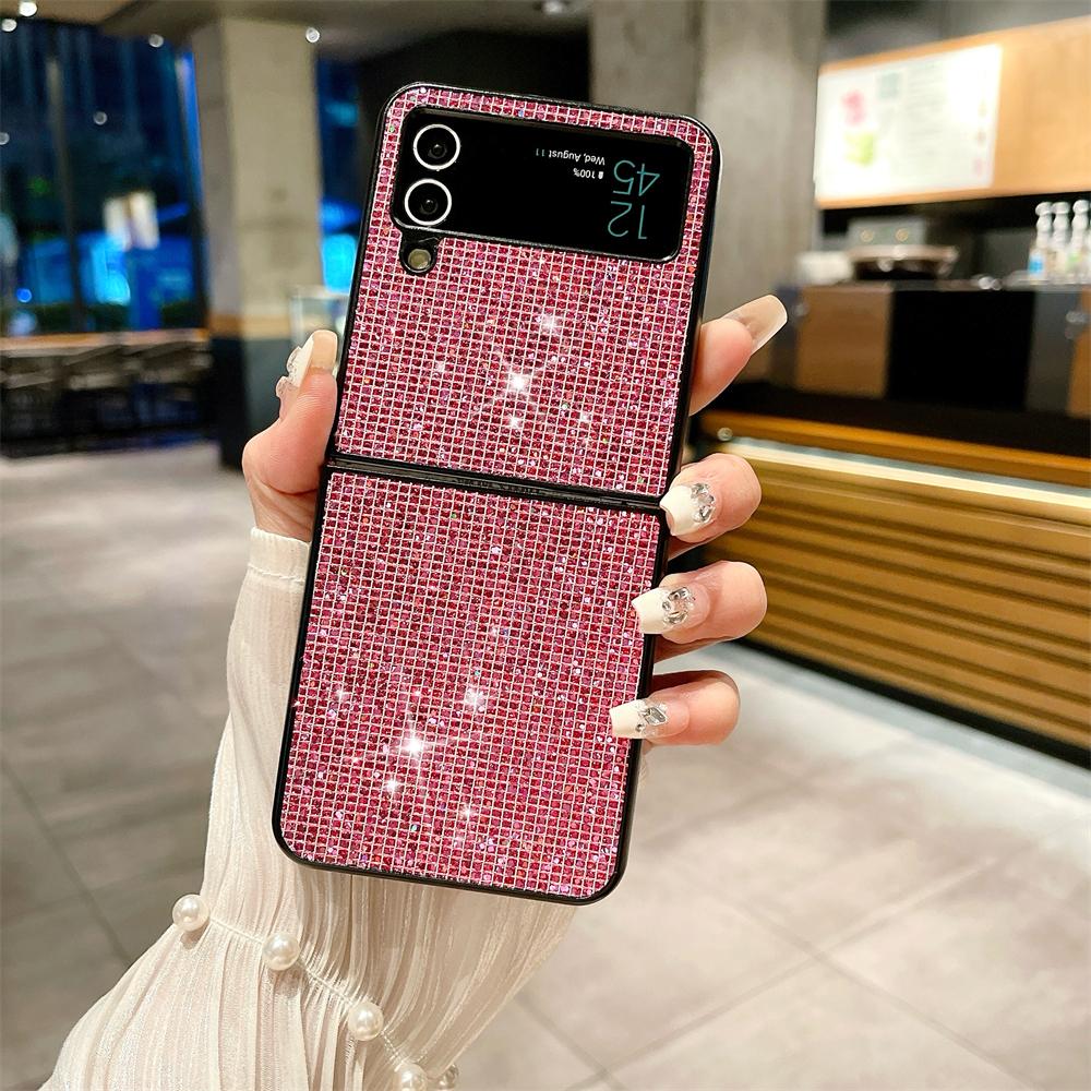 Luxury Shining Diamond Phone Case For Samsung Galaxy Z Flip 4 5 Cover Matte Hard Shockproof Bumper Cases For Z Flip3 Flip5 5G