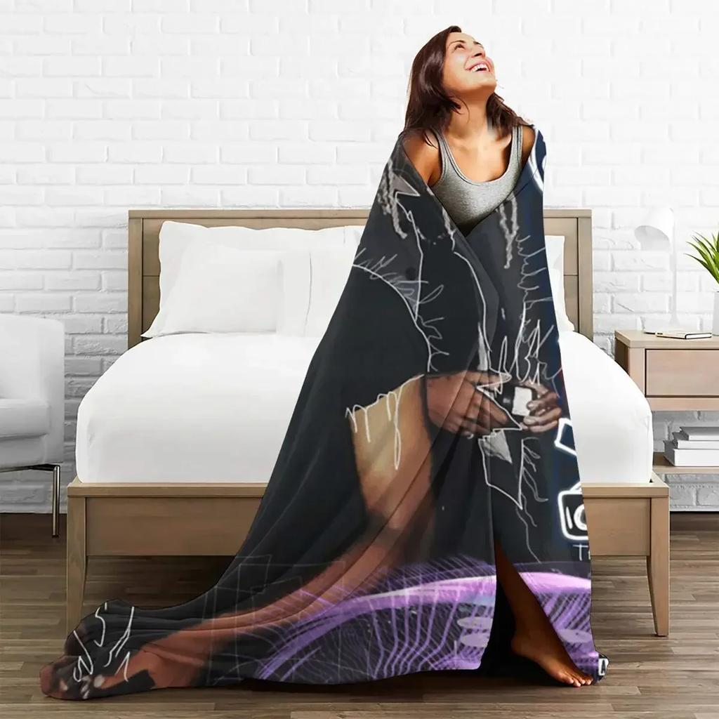 Ken Carson Flannel Blankets American Rapper Music Super Warm Throw Blanket for Chair Travel Novelty Bedspread Sofa Bed Cover