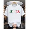 Summer Men's 100% Pure Cotton Fashionable Casual Loose Italian Letter Printed Sporty Round-neck Short-sleeved T-shirt Top