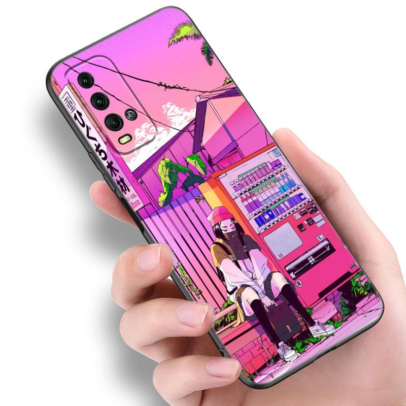 Чехол для телефона с изображением аниме Vaporwave Glitch для Xiaomi Redmi Note 5 6 9T K20 K40 K50 Pro 7A 8A 9A 9C 9i 10A 10C A1 S2, черный чехол из ТПУ