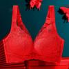 Комплект женского нижнего белья ярко-красного цвета по знаку зодиака: Застежка спереди, присборенные чашечки, боковая поддержка, без стальных колец, красивый дизайн спинки.