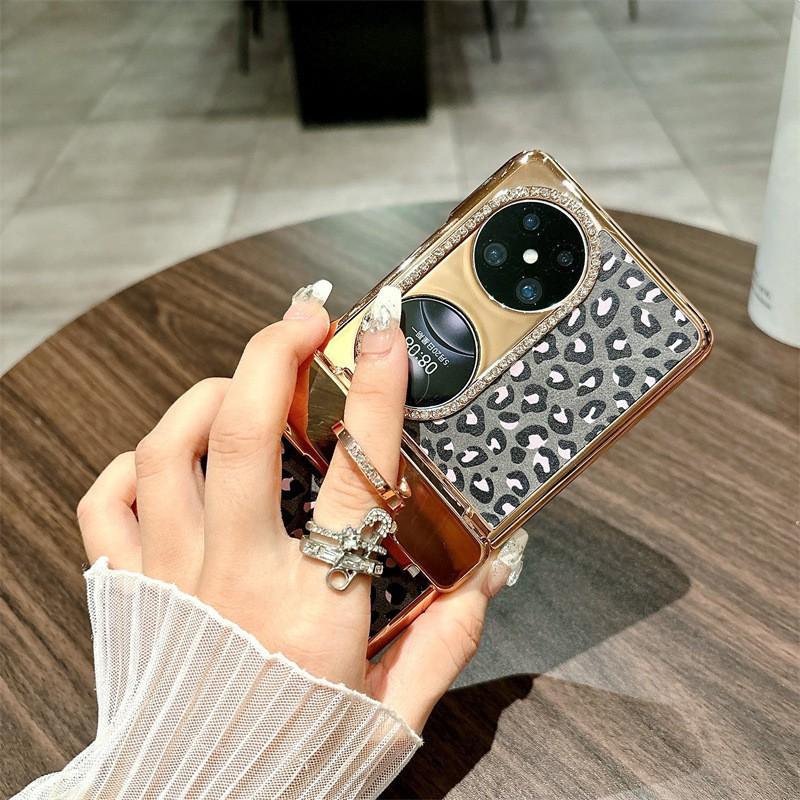 Foldable Phone Case Pocket 2 With Leopard Print Stand Full Coverage Shockproof Protection PC Leather Hybrid Design