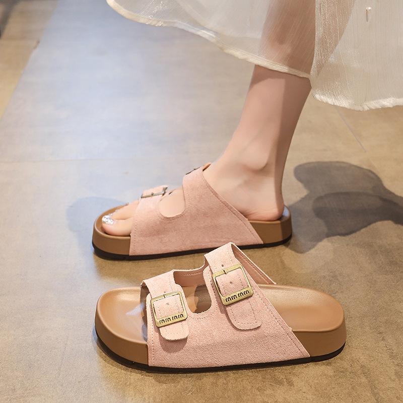 Шлепанцы на толстой подошве, однословные, женские, для ношения, новые, летние, с увеличивающей рост подошвой, повседневные сандалии, отпускная пляжная обувь