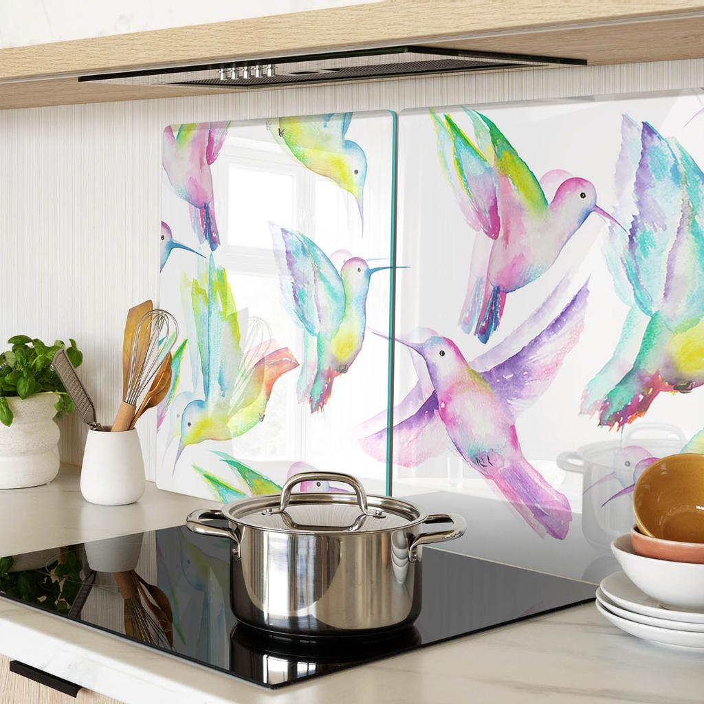 Multifunctional Decorative Glass Boards with Hummingbird Print 2x40x52 cm