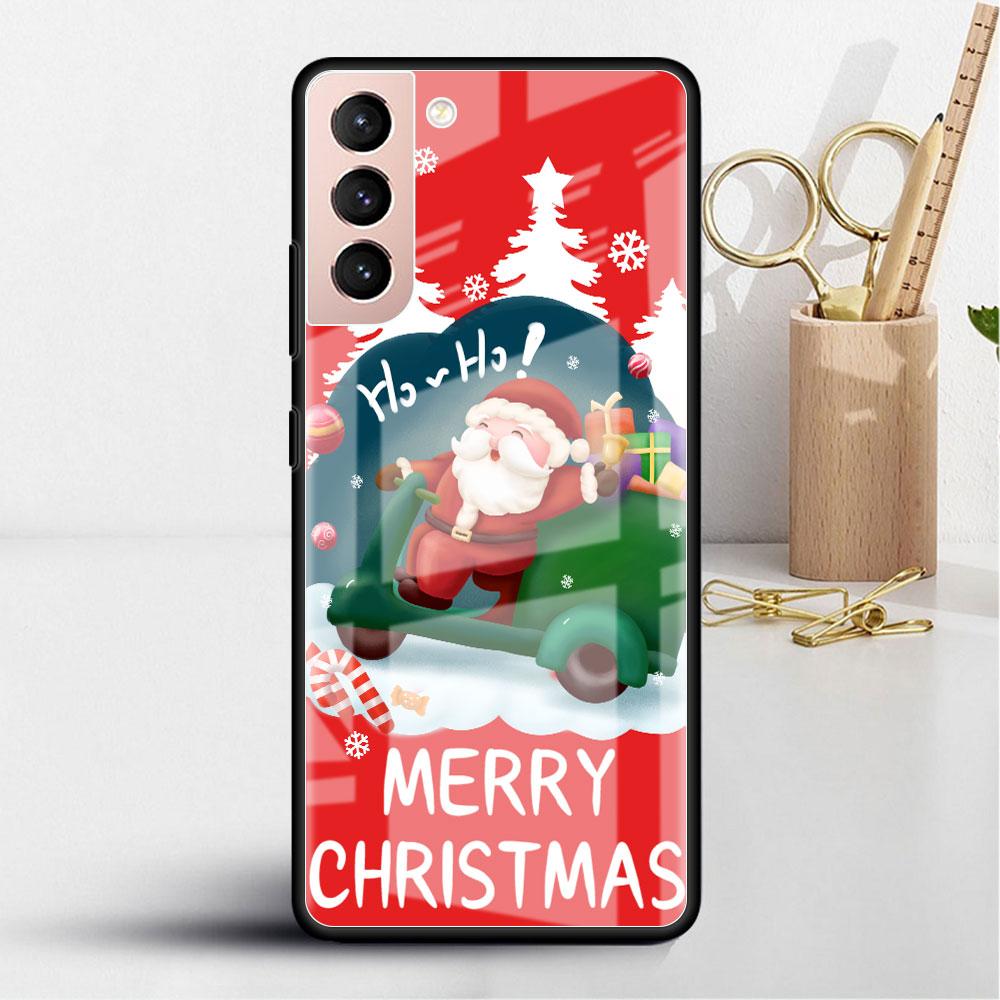 Рождественский мультяшный снеговик стеклянный чехол для Samsung Galaxy S22 S20 FE S21 Plus чехол для телефона S10 5G S9 Note 20 Ultra 10 Lite оболочка