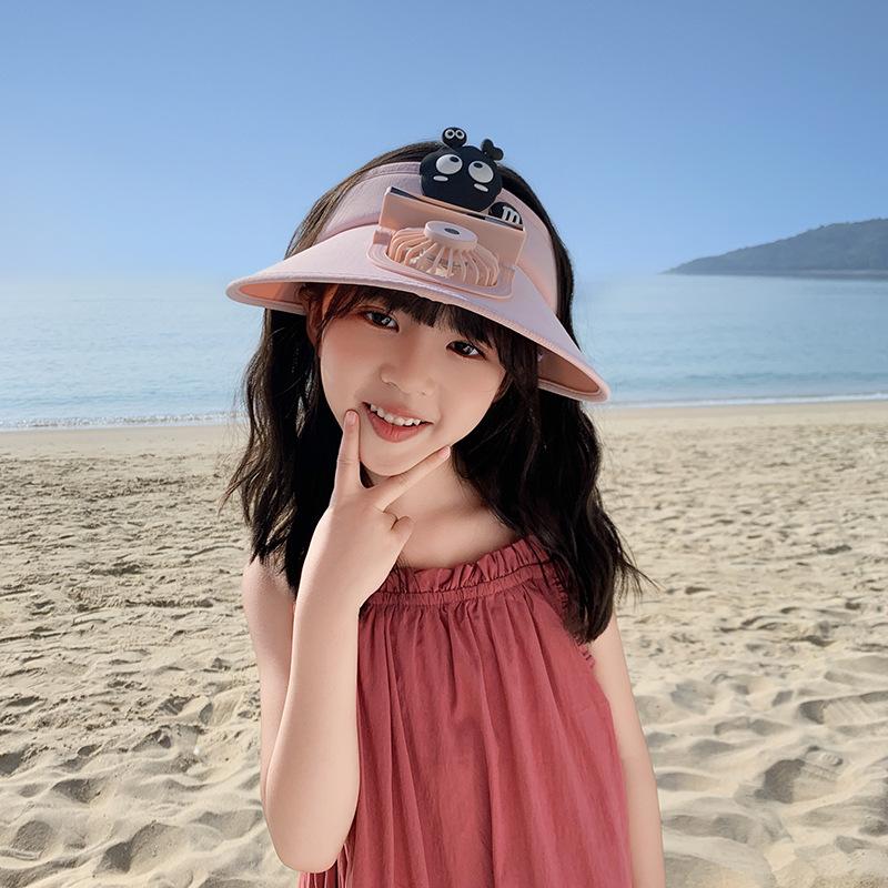Новая шляпа с вентилятором для женщин Модная детская шляпа от солнца Защита лица Шляпа с открытым верхом Шляпа от солнца с УФ-защитой Женская