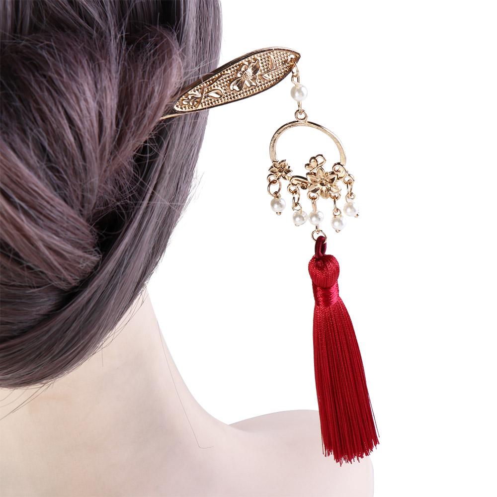 For Bride Chinese Style Headdress Hair Accessories Tassel Hair Stick Women Hair Fork Hairpins