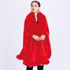 16 Colors Women String Rabbit Fur Collar Outstreet Wear Winter Thick Poncho Cardigan Long Cloak Big Pendulum Loose Shawl Coat