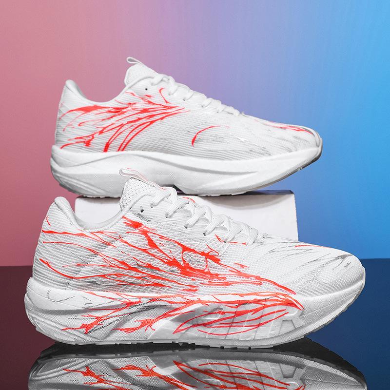 Heartbeat Sixth Generation Boys Carbon Board Running Shoes Older Children Ultra-light Shock-absorbing Sports Shoes Student Racing Running Shoes Re