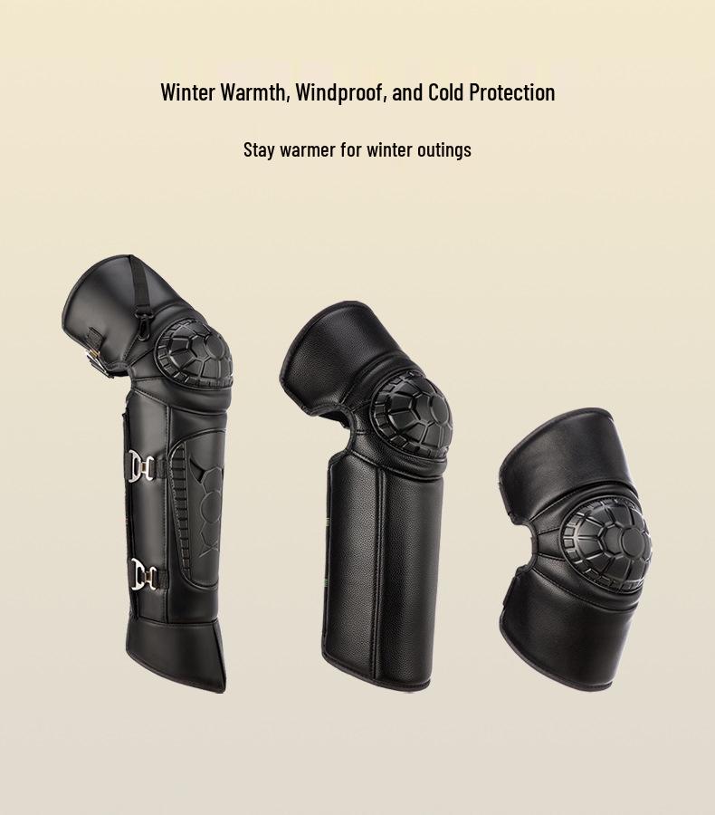 Winter Windproof Electric Motorcycle Knee Pads: Unisex, Thick, Long, and Short Style with Hard Shell for Cold Protection