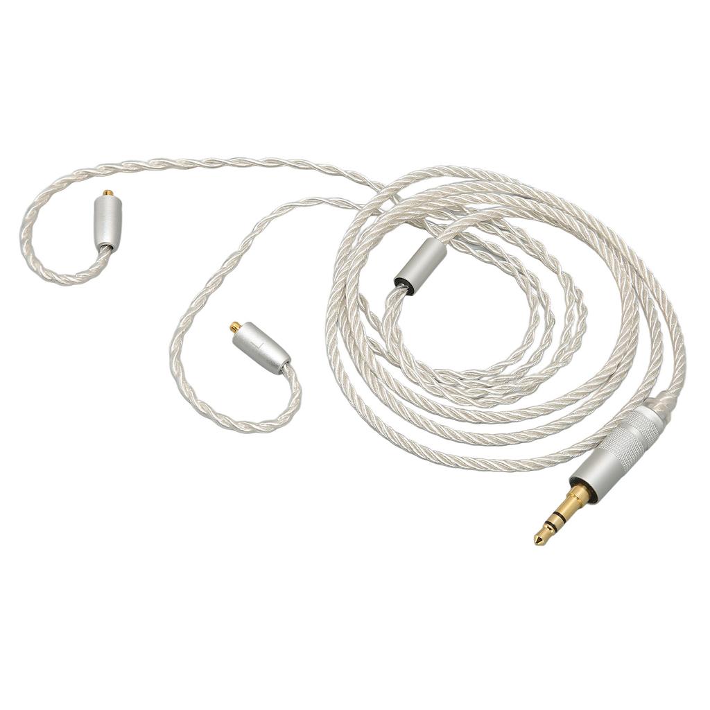 Replacement Earphone Cable Silver Plated Copper HiFi 4 Core MMCX To 3.5mm Sound Jack 3.9ft Upgrade