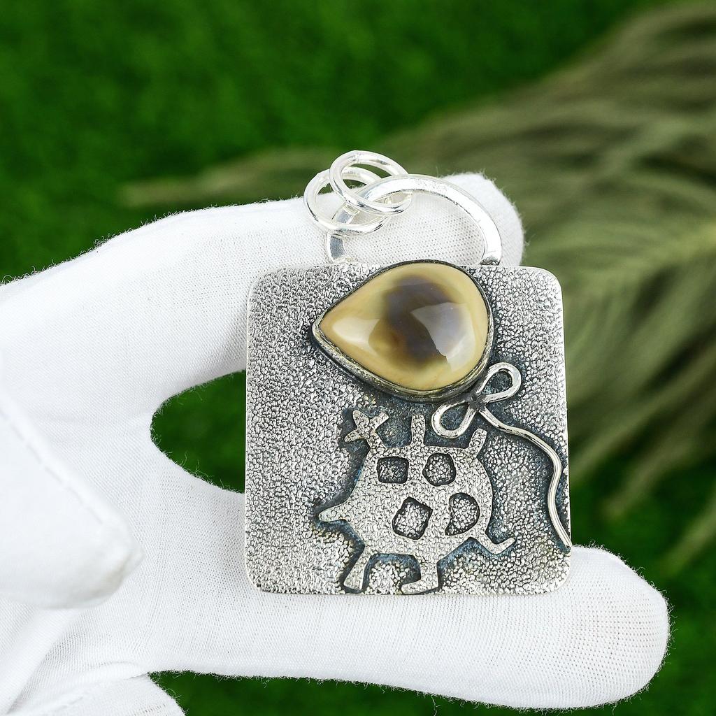 Распродажа ко Дню сестер Подвеска с драгоценным камнем Императорская яшма из стерлингового серебра 925 пробы