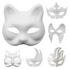 DIY White Masque Craft Kit Unpainted Fox Cat Crown Paper Masque Halloween Party Cosplay Prop for Masquerade