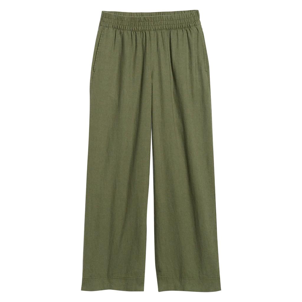 Cotton And Linen Trousers, Summer Wide-Legged Casual Loose High-Waisted Wide-Leg Trousers With Pockets