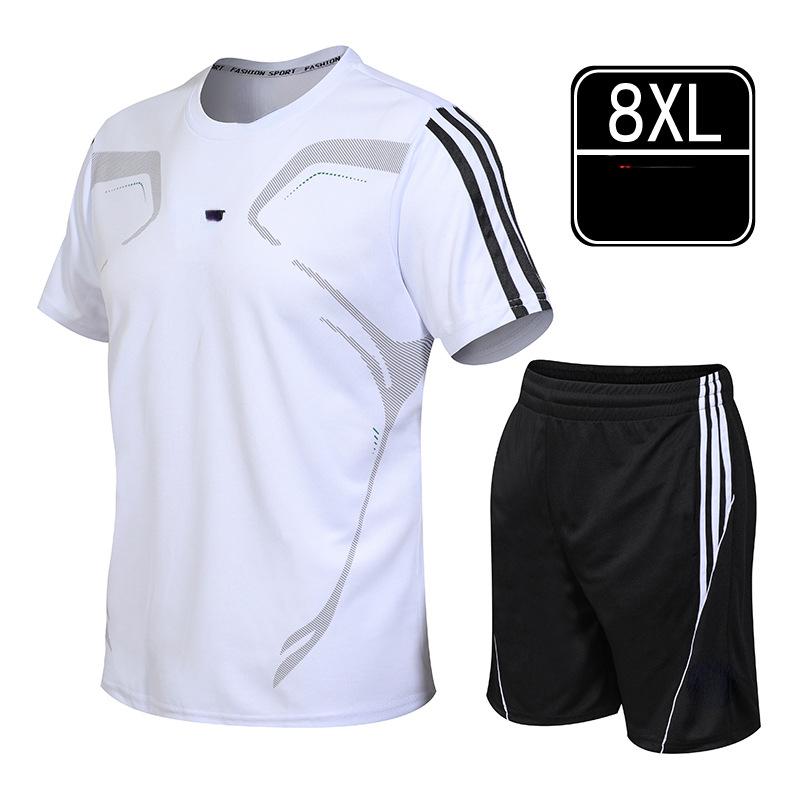 Мужская спортивная одежда больших размеров, летний мужской повседневный костюм, шорты с короткими рукавами, облегающая одежда для фитнеса