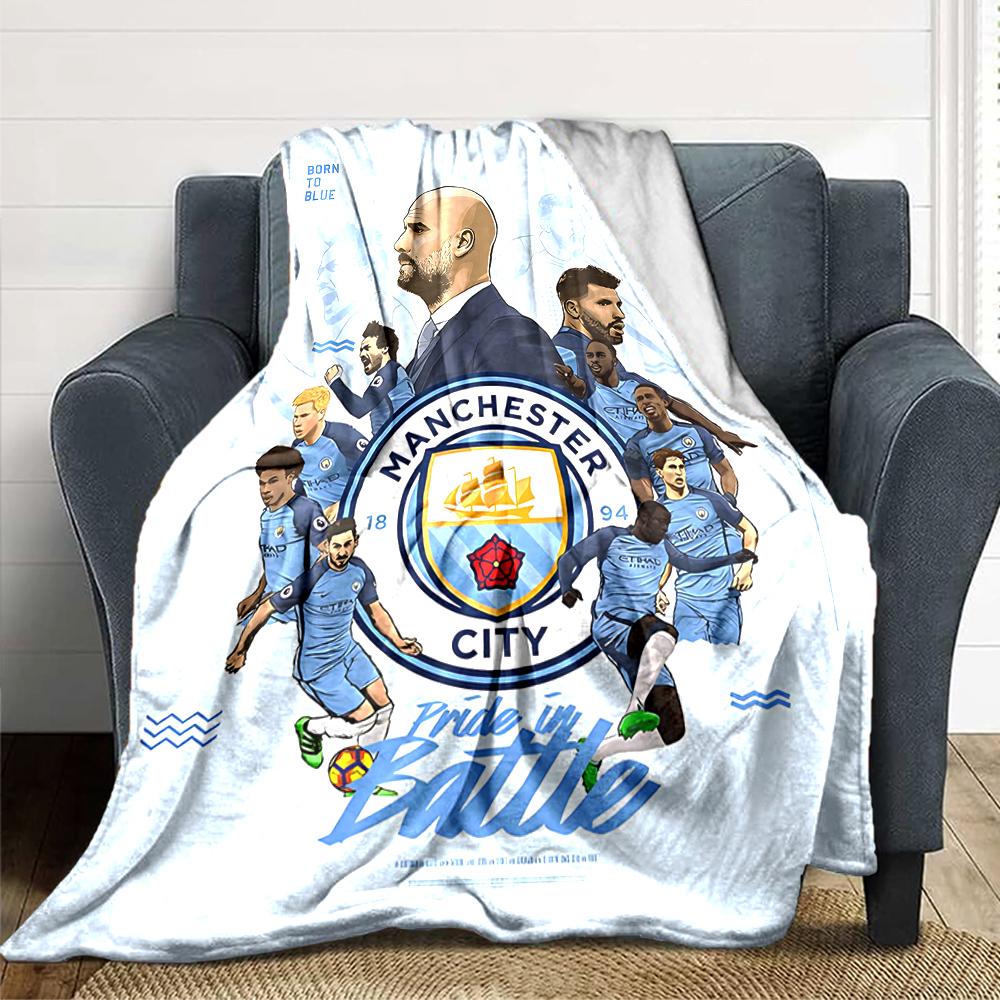 Manchester Crest Blankets Flannel Printed Breathable Warm Throw Blanket for Home Office Bedspreads 0708a4