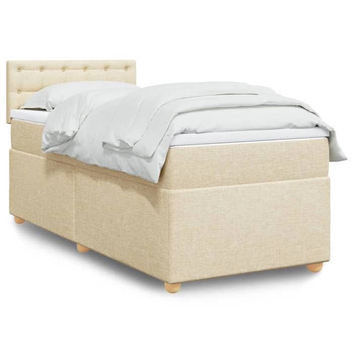 Maison Exclusive - Sommier à lattes de lit avec matelas Crème 100x200 cm Tissu