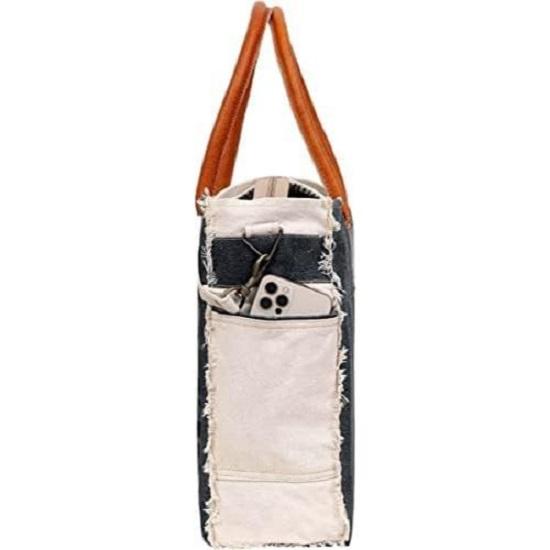 Холщовая сумка через плечо и большая сумка из воловьей кожи, сумка из переработанного холста и воловьей кожи для женщин