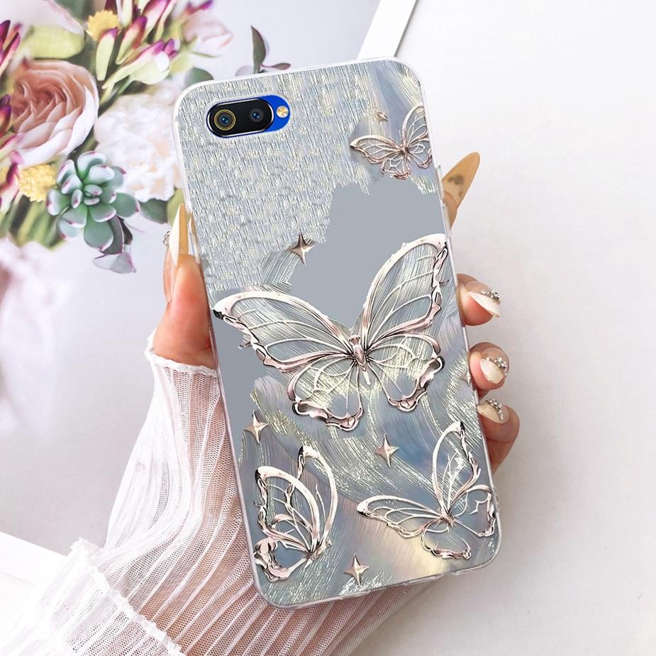 For Oppo A1k Case CPH1923 Luxury Flowers Butterfly Painted Cover Soft Silicone Case For Realme C2 RMX1941 OppoA1k RealmeC2 Shell