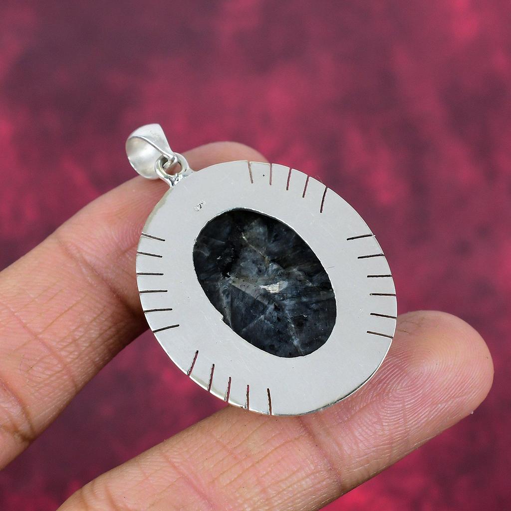 Подвеска с драгоценным камнем Larvikite, подвеска ручной работы из цельного серебра 925 пробы, ювелирные изделия последнего дизайна