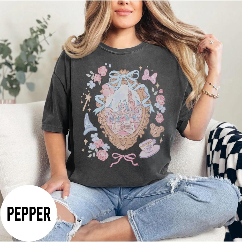 Coquette Bow Castle Shirt Magic Kingdom Girly Girl Trip Shirt Walt World land Birthday Girl Baby Tee