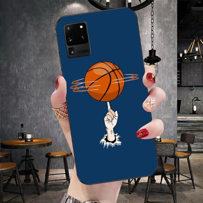 Баскетбольный чехол для телефона Samsung Galaxy S6 S7 S8 S9 S10 S21 S22 Plus Ультрамягкий черный чехол для телефона