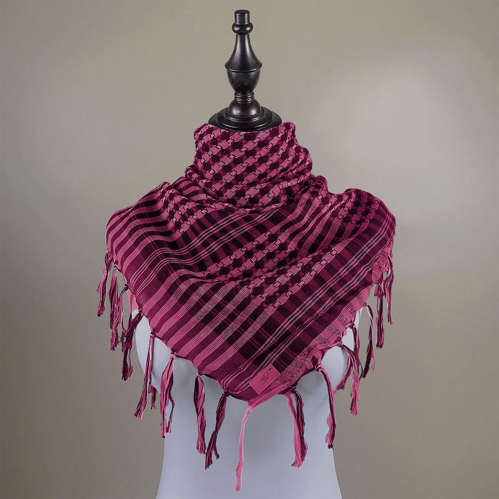 Shemagh Desert Scarf Colorblock Houndstooth Pattern Arab Keffiyeh Shawl Wrap with Tassels Scarves Bandana Head Wraps