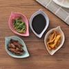 4pc Home Kitchen Wheat Straw Seasoning Saucer Creative Plastic Leaf Shaped Pickle Small Plate Tableware Dipping Snack Dish
