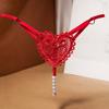 Women Sexy G String with Beads T Panties Low Rise Briefs Lingeries Lace Thongs Underwear Ladies Underpants