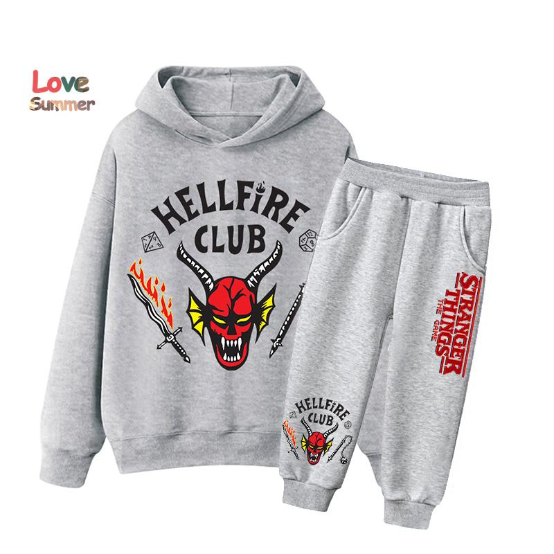 2025 Дешевые Популярные Новинки для Мальчика Девочки Повседневная Одежда Stranger Things Графика Повседневный Стиль Осень Зима Худи Спортивный Костюм