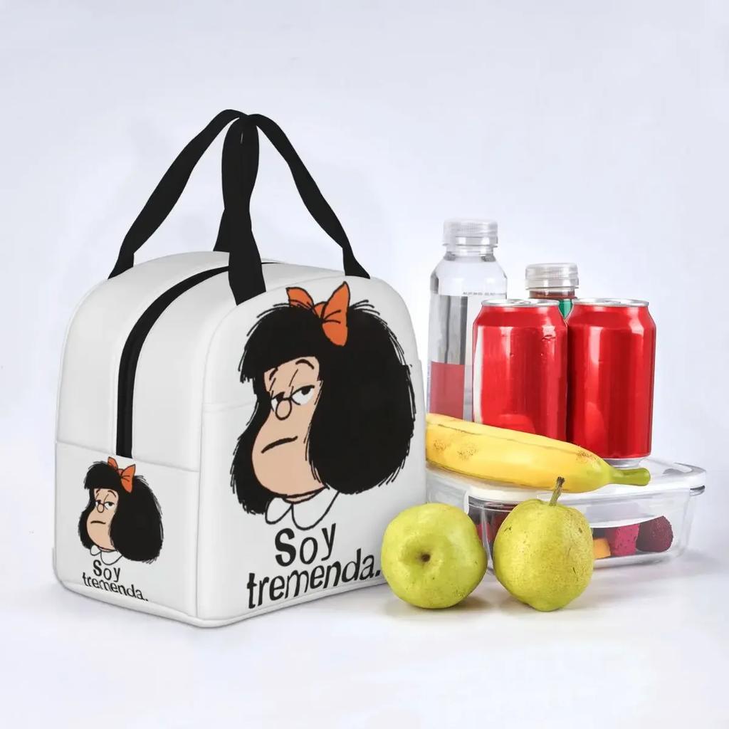 Mafalda Cartoon Insulated Lunch Bags Thermal Bag Reusable High Capacity Lunch Box Tote for Men Women Work Outdoor