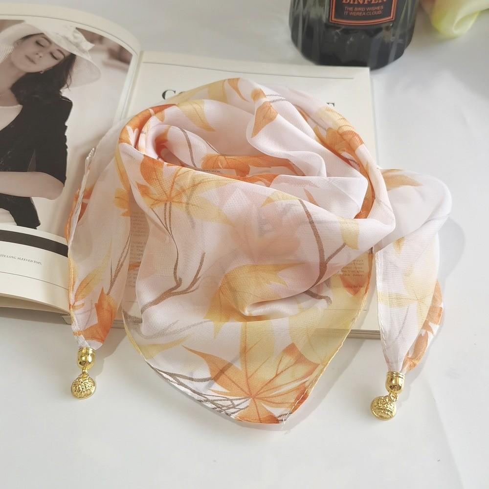 Luxury Silk Scarf Printed Small Square Scarf Fashion Magnetic Buckle Scarf For Women
