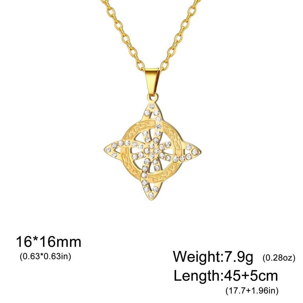 Xiaomi Skyrim Witchcraft Witch Knot Clear Zircon Necklace Stainless Steel Gold Color Pendant Necklaces Amulet Wicca Jewelry Gift